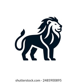 Dynamic lion logo icon, symbolizing strength and leadership. Perfect for corporate branding and sports teams. Vector design for scalability.