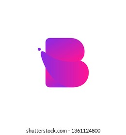 Dynamic Liquid Alphabet Letter B Splash Logo Simple. Gradient Purple Pink Color. Modern Logo Icon Badge Template Vector