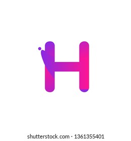 Dynamic Liquid Alphabet Letter H Splash Logo Simple. Gradient Purple Pink Color. Modern Logo Icon Badge Template Vector