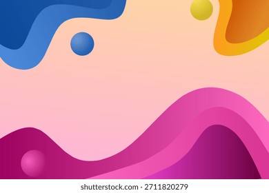 Fondo de flujo de color líquido dinámico con ondas abstractas suaves en tonos rosa, azul, amarillo y púrpura. Perfecto para el diseño moderno, carteles, gráficos de Web, marca y proyectos creativos vibrantes