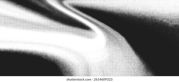 Dynamic Liquid Halftone Texture Overlay with 3D Dot Pattern and Gradient Background for Creative Vector Design. Abstract Graphic Illustration with Geometric Artistic Effect.