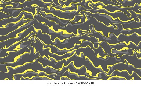 Dynamic liquid inkscape yellow abstract lines on gray background, Ultimate Gray and Illuminating Yellow, Vector abstract pattern