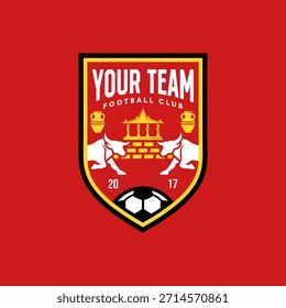 Ein dynamisches Logo mit einem Tor aus Ton und einer Büffel-Ikone, das kulturellen Stolz und die Einheit des Teams widerspiegelt.