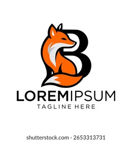 um logotipo dinâmico combinando uma raposa inteligente com uma letra B em negrito, ilustrando criatividade, energia jovem e pensamento ousado em uma identidade moderna
