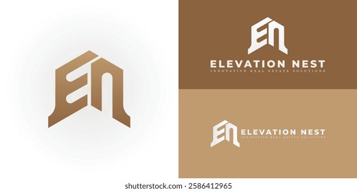 The dynamic logo design creatively integrates the initials EN into a stylized house shape, creating a unique striking symbol that evokes a sense of security, stability, and real estate expertise.