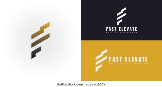 The dynamic logo design creatively integrates the initials FE into a stylized, fragmented, diagonal form. This unique symbol evokes a sense of speed, agility, and performance.