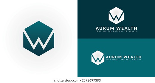 The dynamic logo design features the initials AW elegantly intertwined within a geometric framework. The logo is ideal for companies operating in areas such as digital payments, blockchain technology