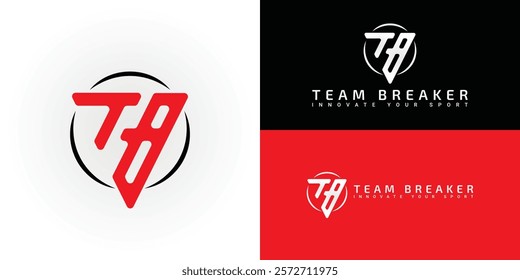 The dynamic logo design features the initials TB elegantly integrated into a stylized arrow shape. The logo is ideal for brands specializing in sportswear, athletic footwear, and sports equipment.