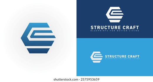 The dynamic logo design features the initials SC creatively integrated within a striking hexagonal shape, creating a unique symbol that evokes a sense of structure, stability, and architectural sign