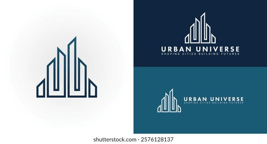 The dynamic logo design features the initials UU creatively integrated into a stylized representation of a cityscape, creating a unique symbol that evokes a sense of growth, progress, and urbanism