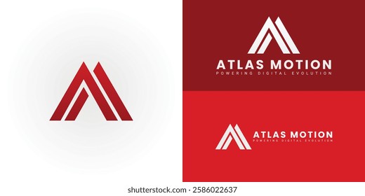 The dynamic logo design features the initials AM creatively integrated into a stylized arrow or lightning bolt, creating a unique symbol that evokes a sense of speed, power, and advanced technology