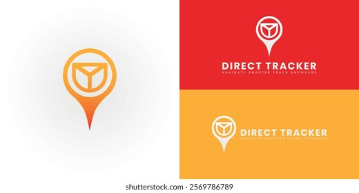 The dynamic logo design integrates a stylized steering wheel with a map icon in gradient color. The logo is perfect for GPS tracking apps and navigation services as well as logo design inspiration