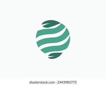 Diseño de logotipo dinámico, moderno y elegante, que simboliza la sostenibilidad y la innovación, incorporando Elementos como hojas, globo terráqueo y símbolos de tecnología, paleta de colores vibrantes con verde, azul y plateado 