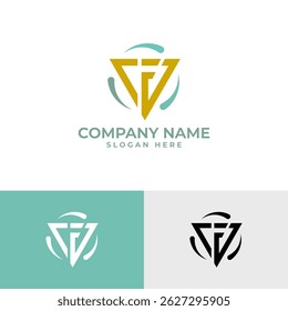 A dynamic logo features a gold stylized letter "T" formed by geometric shapes within a triangle. Teal curved lines orbit the triangle, suggesting movement, energy, and a modern, innovative approach.