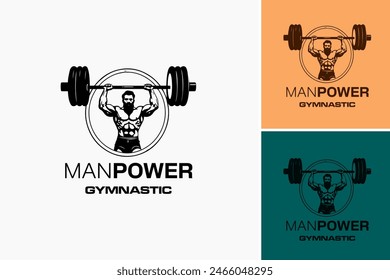 A dynamic logo featuring a muscular figure performing gymnastics, representing strength, agility, and athleticism, ideal for a gym or fitness center.