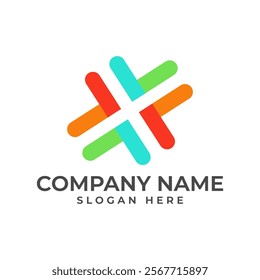 dynamic logo with a heart love shape formed by intersecting lines and colorful segments. It symbolizes connection, unity, and positive energy, for businesses in healthcare, technology, community