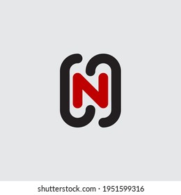Dynamic logo with letter N. Design element, logotype or icon. Vector illustration.