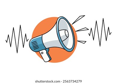 Dynamic Loudspeaker Megaphone Vector Icon for Public Awareness Campaigns, Loudspeaker icon, Megaphone sign, Announcement symbol, Communication device, Megaphone vector, Sound, Announcement