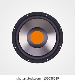 dynamic loudspeaker, the musical acoustic equipment, icon, isolated on white background