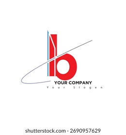 Vector dinámico del logotipo de la letra 'b' en minúscula. Icono de monograma rojo y azul moderno con línea Swoosh, Tecnología digital, medios de difusión o marca de identidad de marca de comunicación.