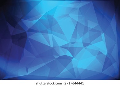 Un fondo abstracto dinámico y de bajo poli dominado por una gama de tonos azules vibrantes, desde azul marino profundo hasta cian brillante.