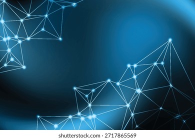 Un fondo abstracto dinámico y de bajo poli dominado por una gama de tonos azules vibrantes, desde azul marino profundo hasta cian brillante.