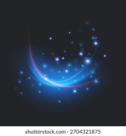 Curva Luminosa Dinâmica com Efeitos Espumantes Trilhas de Luz Brilhante Abstratas com Efeito de Poeira Estelar
