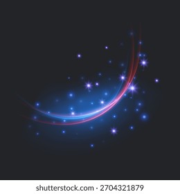 Curva Luminosa Dinâmica com Efeitos Espumantes Trilhas de Luz Brilhante Abstratas com Efeito de Poeira Estelar
