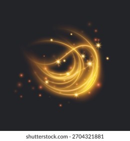 Curva Luminosa Dinâmica com Efeitos Espumantes Trilhas de Luz Brilhante Abstratas com Efeito de Poeira Estelar
