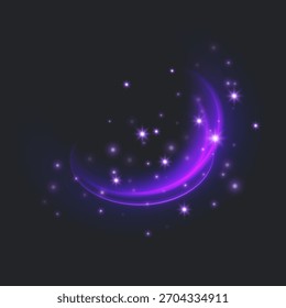 Curva Luminosa Dinâmica com Efeitos Espumantes Trilhas de Luz Brilhante Abstratas com Efeito de Poeira Estelar
