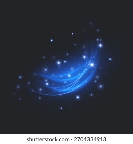 Curva Luminosa Dinâmica com Efeitos Espumantes Trilhas de Luz Brilhante Abstratas com Efeito de Poeira Estelar
