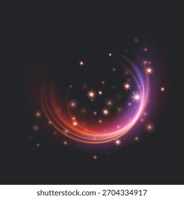 Curva Luminosa Dinâmica com Efeitos Espumantes Trilhas de Luz Brilhante Abstratas com Efeito de Poeira Estelar