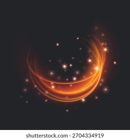 Curva Luminosa Dinâmica com Efeitos Espumantes Trilhas de Luz Brilhante Abstratas com Efeito de Poeira Estelar