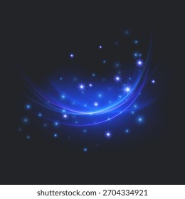 Curva Luminosa Dinâmica com Efeitos Espumantes Trilhas de Luz Brilhante Abstratas com Efeito de Poeira Estelar