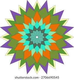 Dynamic Mandala Geometric Flower Abstract Design With Bright Energy