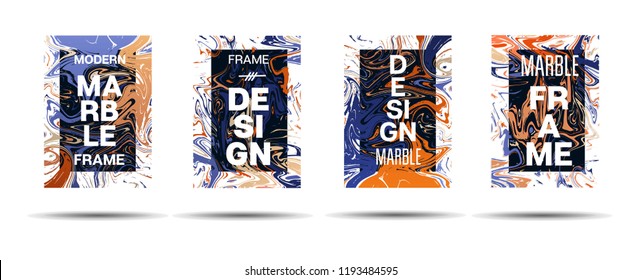 Dynamic Marble Texture Frame Vector Layout. Suminagashi Gleaming Liquid Paint Ad, Music Poster, Motivational Card, Cover Background. Gradient Overlay Border, Abstract Marble Texture Design with Text