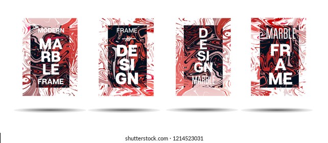 Dynamic Marble Texture Frame Vector Layout. Liquid Paint Trendy Suminagashi Ad, Music Poster, Motivational Card, Cover Background. Abstract Marble Texture Design with Text, Gradient Overlay Border