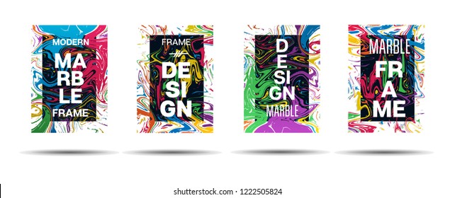 Dynamic Marble Texture Frame Vector Design. Suminagashi Liquid Paint Technical Ad, Music Poster, Motivational Card, Cover Background. Gradient Overlay Border, Abstract Vector Marble Texture Design