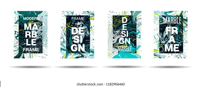 Dynamic Marble Texture Vector Frame Design. Liquid Paint Suminagashi Ad, Music, Party Poster, Congratulations Card, Cover Background. Gradient Overlay Border, Fluid Liquid Paint Vector Marble Texture