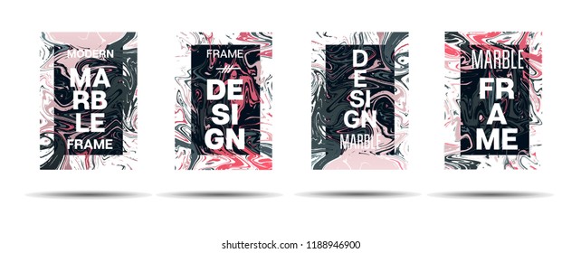 Dynamic Marble Texture Vector Frame Design. Liquid Paint Suminagashi Futuristic Ad, Music Poster, Motivational Card, Cover Background. Abstract Marble Texture Layout with Text, Funky Gradient Border