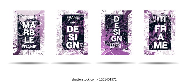 Dynamic Marble Texture Vector Frame Design. Suminagashi Liquid Paint Ad, Music, Party Poster, Congratulations Card, Cover Background. Abstract Marble Texture Layout with Text, Cool Gradient Border