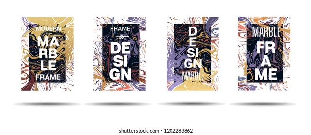 Dynamic Marble Texture Vector Frame Design. Suminagashi Holographic Liquid Paint Ad Music Poster, Motivational Card, Cover Background.