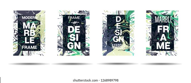 Dynamic Marble Texture Vector Frame Design. Liquid Paint Futuristic Suminagashi Ad, Music Poster, Motivational Card, Cover Background. 