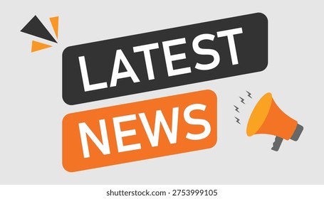 Dynamic media layout with slanted text boxes and orange loudspeaker icon perfect for urgent reporting and social media marketing post templates