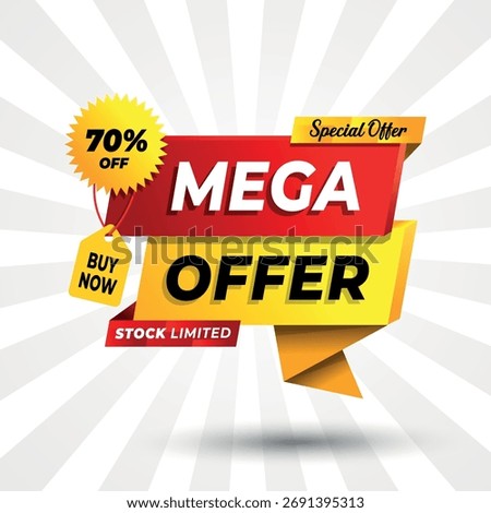 Dynamic Mega Offer Sale Banner with Up to 70% off Discount