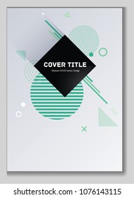 Dynamic memphis design placard pattern with white and shapes. Cool memphis template placard page. Front page background for school notebook, dairy or notepad.