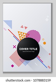 Dynamic memphis neo background with white geometrical shapes. Minimalistic front surface. Colorful memphis neo style background for journalistic purpose.