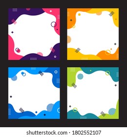 Dynamic Memphis style template collection. Set of abstract creative concept background for banner design or advertising with copy space for text. Modern trendy cute flat graphic illustration.