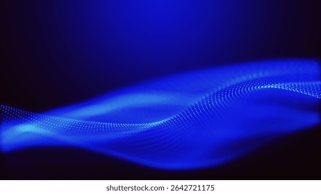 Padrões de ondas azuis dinâmicos e hipnotizantes de luz, energia e expressão artística, evocando um senso de energia e inovação. Ilustração vetorial em formato amplo.