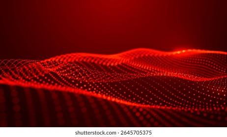 Padrões de luz, energia e expressão artística de ondas vermelhas dinâmicas e hipnotizantes, evocando um senso de energia e inovação. Ilustração vetorial em formato amplo.